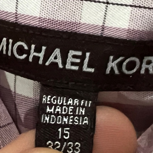 Michael Kors Plaid Long Sleeve Button Down Mens Dress Work Shirt - Picture 5 of 6